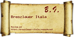 Breszlauer Itala névjegykártya